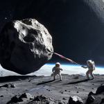 **

Prompt: A stylized illustration depicting the challenges of space resource ownership. Show a tug-of-war over an asteroid, with corporate logos and national flags subtly represented.  Include elements evoking environmental concerns and the idea of "common heritage of mankind."  A dreamy, slightly surreal aesthetic.

**